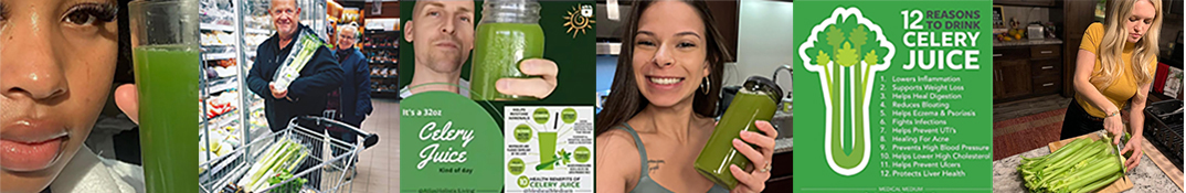 celery juice drinkers promoting the benefits of celery juice